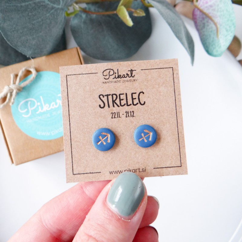 Zodiak uhani z astrološkim znakom STRELEC