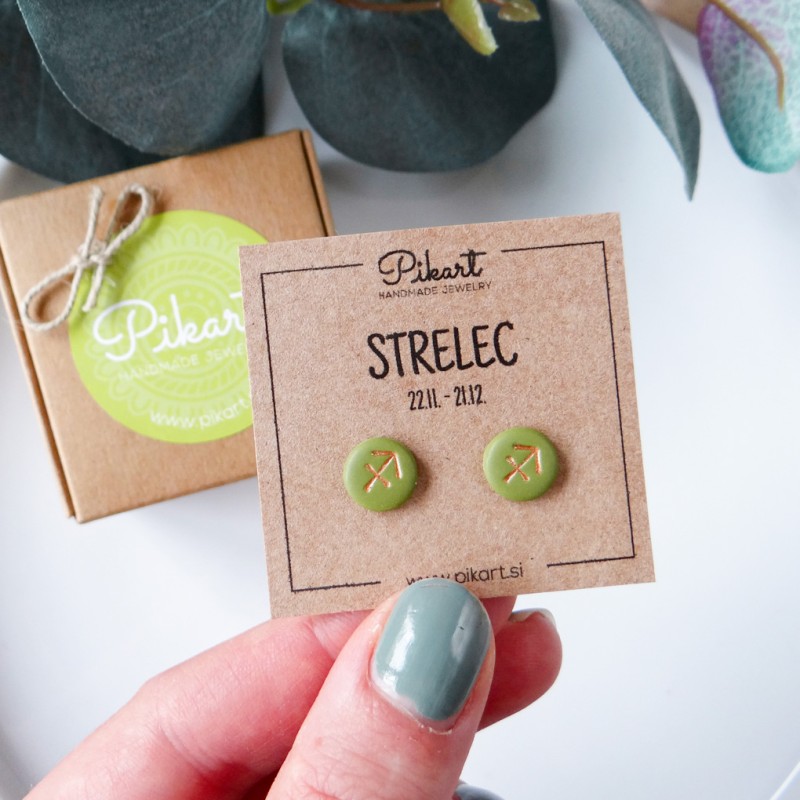 Zodiak uhani z astrološkim znakom STRELEC