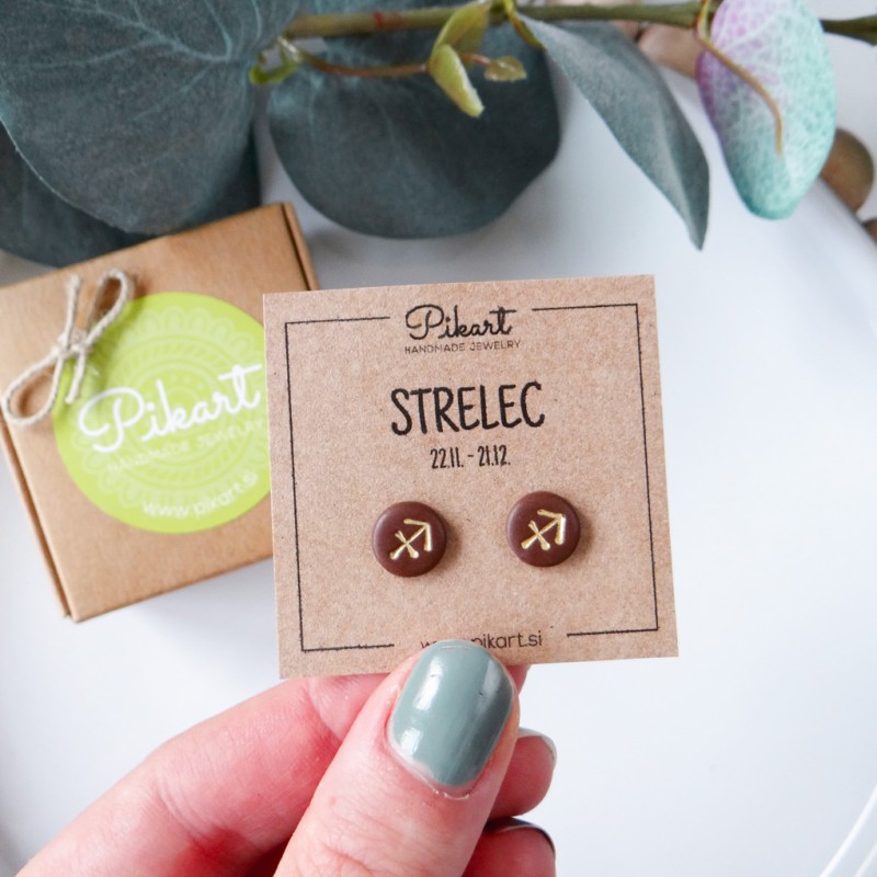 Zodiak uhani z astrološkim znakom STRELEC