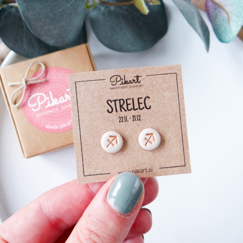 Zodiak uhani z astrološkim znakom STRELEC