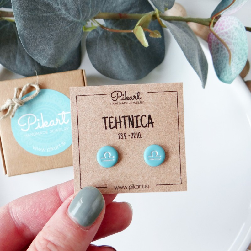 Zodiak uhani z astrološkim znakom TEHTNICA