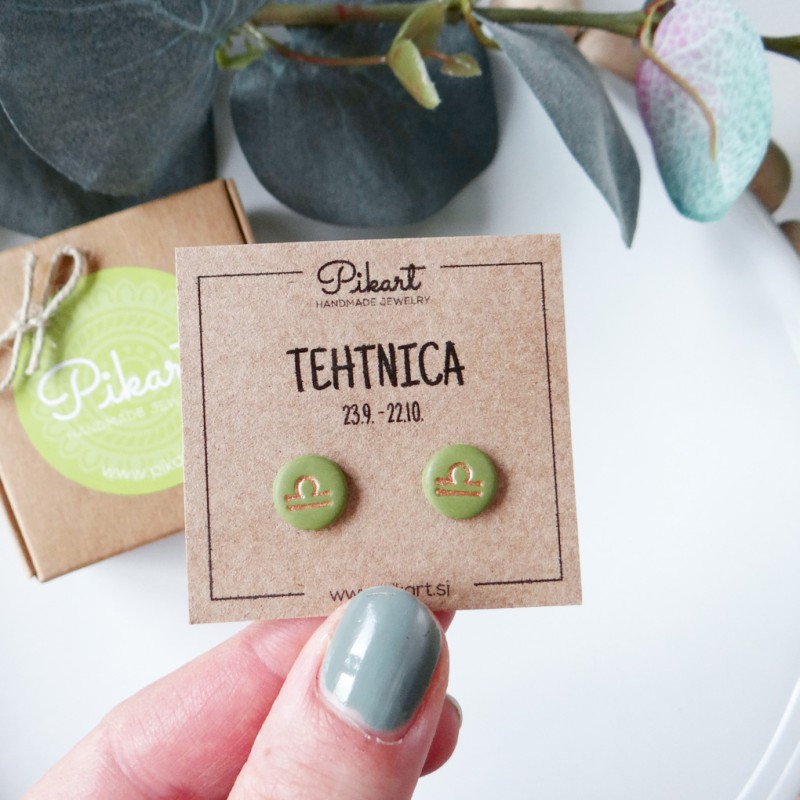 Zodiak uhani z astrološkim znakom TEHTNICA