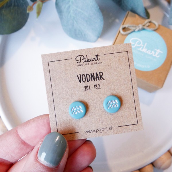 Zodiak uhani z astrološkim znakom VODNAR