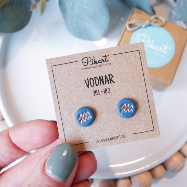 Zodiak uhani z astrološkim znakom VODNAR