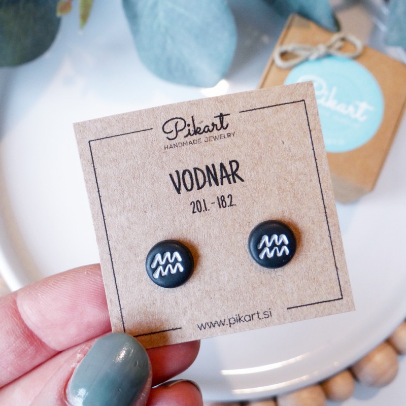 Zodiak uhani z astrološkim znakom VODNAR