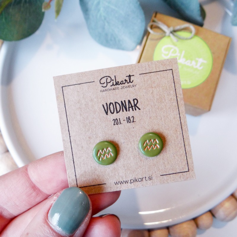 Zodiak uhani z astrološkim znakom VODNAR