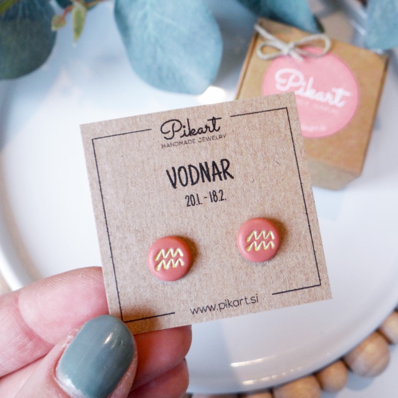 Zodiak uhani z astrološkim znakom VODNAR