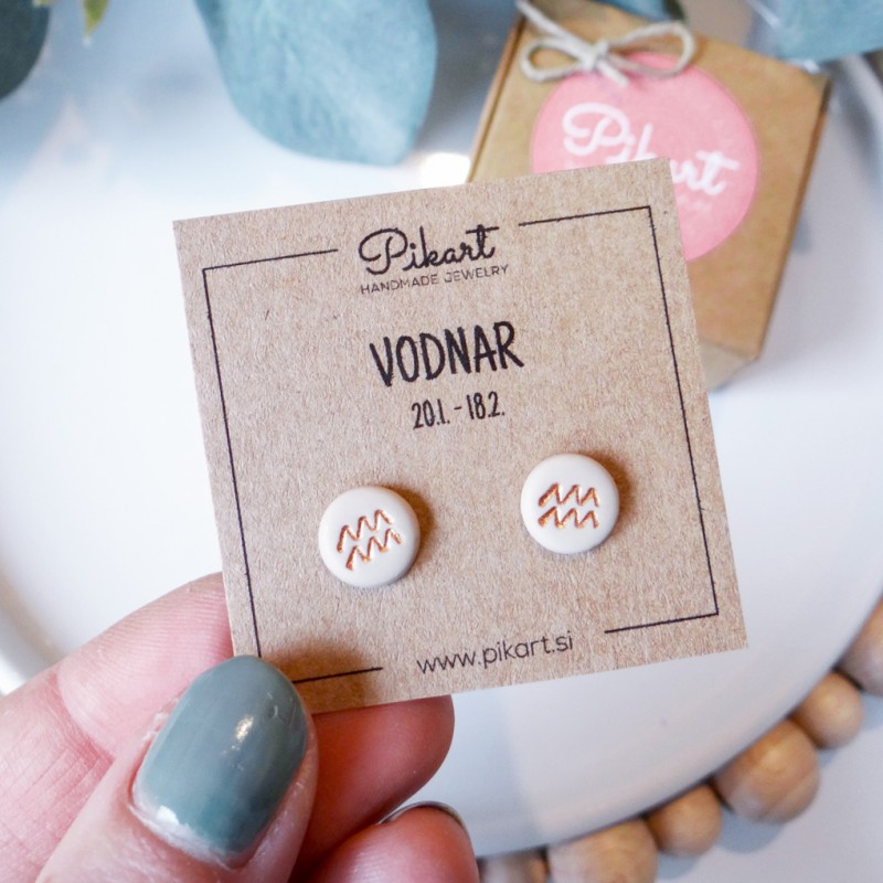 Zodiak uhani z astrološkim znakom VODNAR