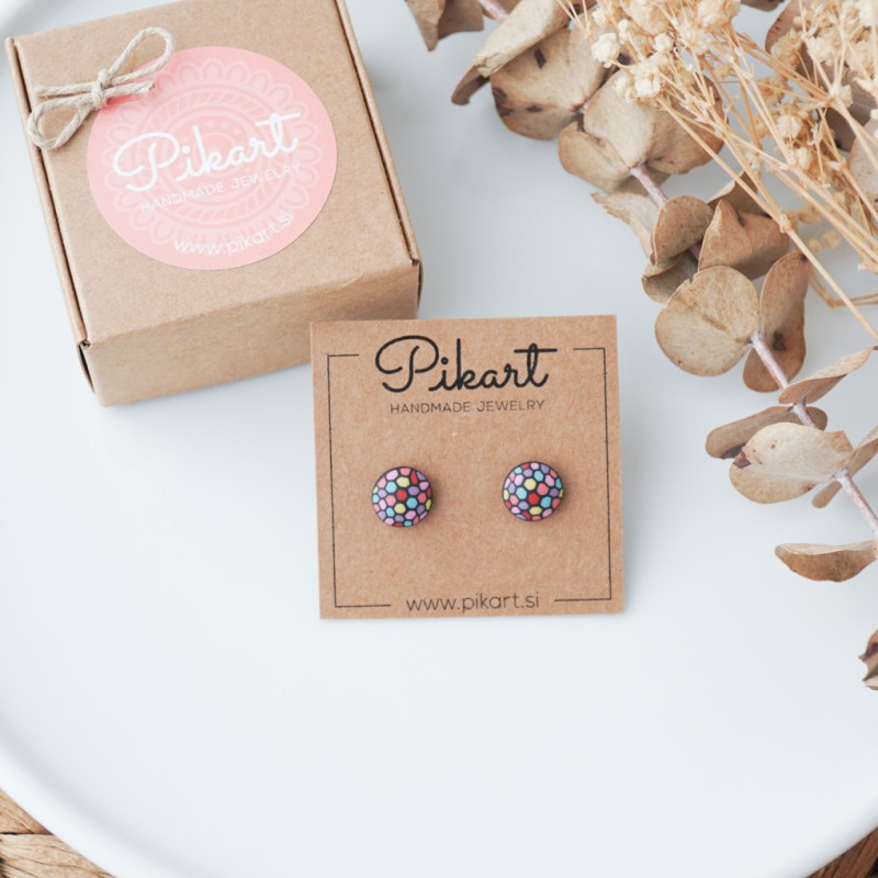 Barviti mini uhani s pikicami