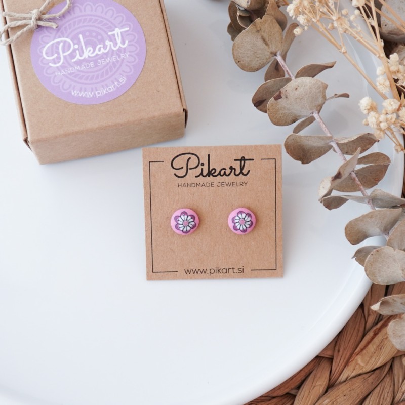 Roza otroški uhani z motivom rožice