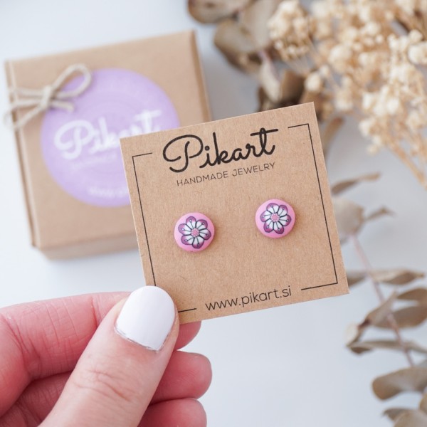 Roza otroški uhani z motivom rožice