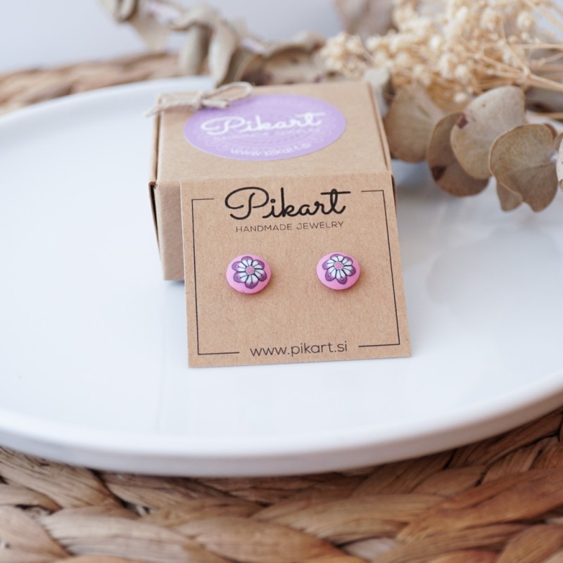 Roza otroški uhani z motivom rožice