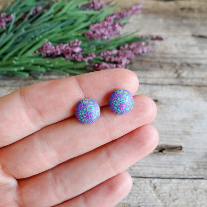 Pisani rožasti otroški uhani na klip