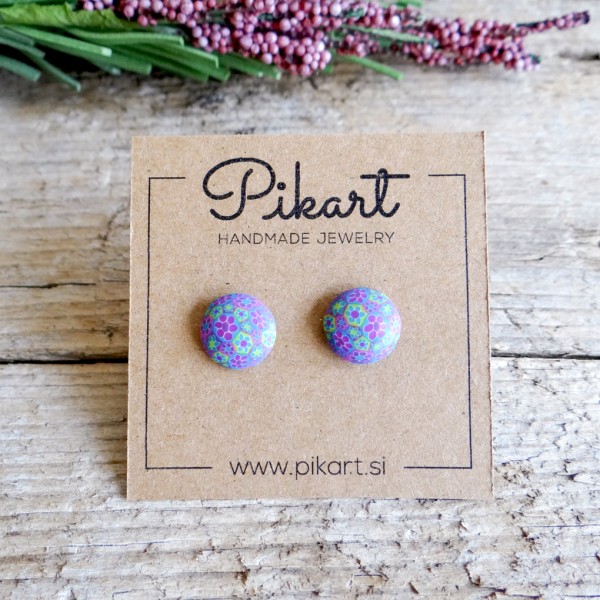 Pisani rožasti otroški uhani na klip