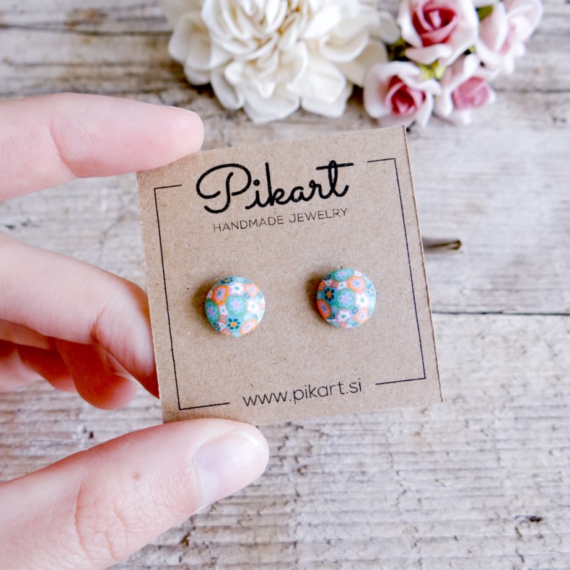 Rožasti pisani uhani za ušesa brez lukenj