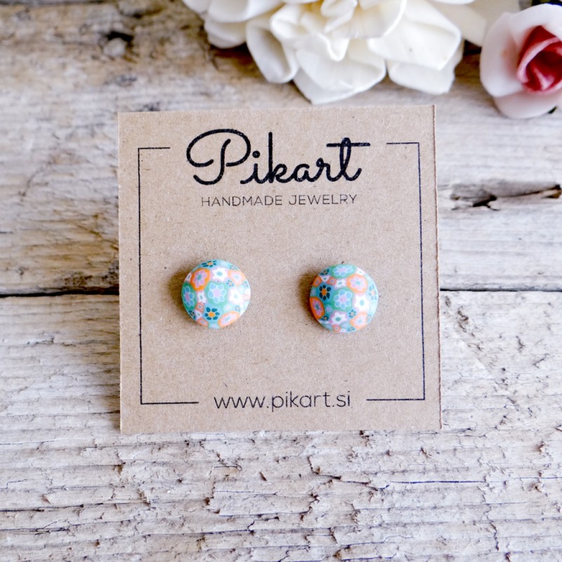 Rožasti pisani uhani za ušesa brez lukenj