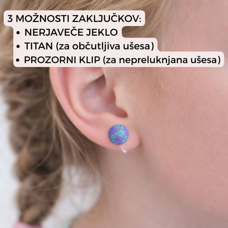 Rožasti pisani uhani za otroke