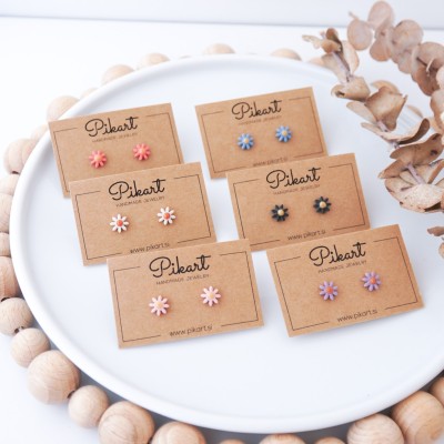 Otroški uhani marjetice za ušesa z ali brez luknjic