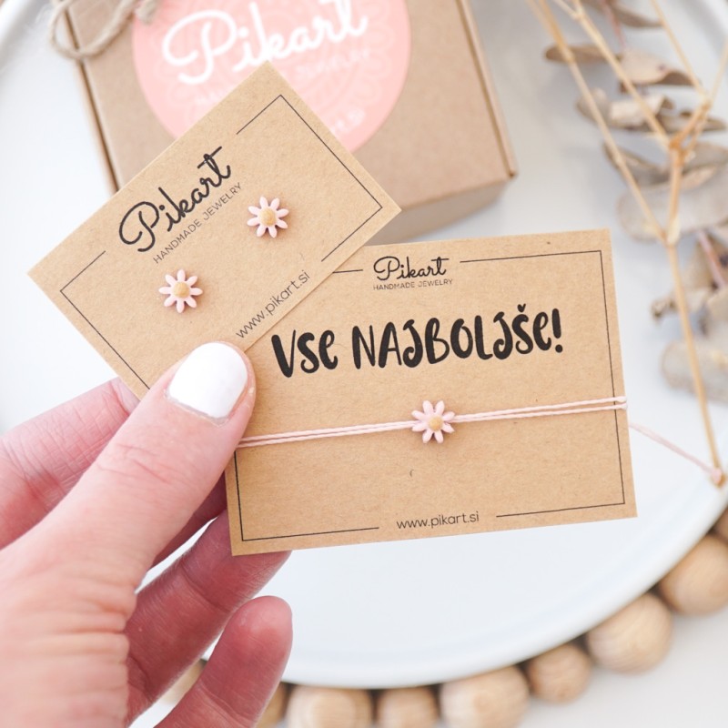 Otroški uhani marjetice za ušesa z ali brez luknjic