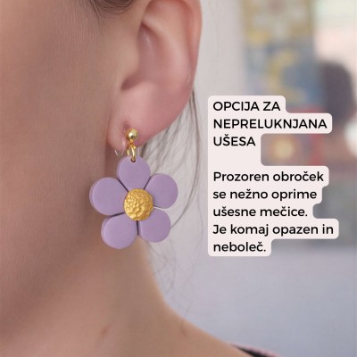 Viseči uhani rožica - ročno izdelani fimo uhani