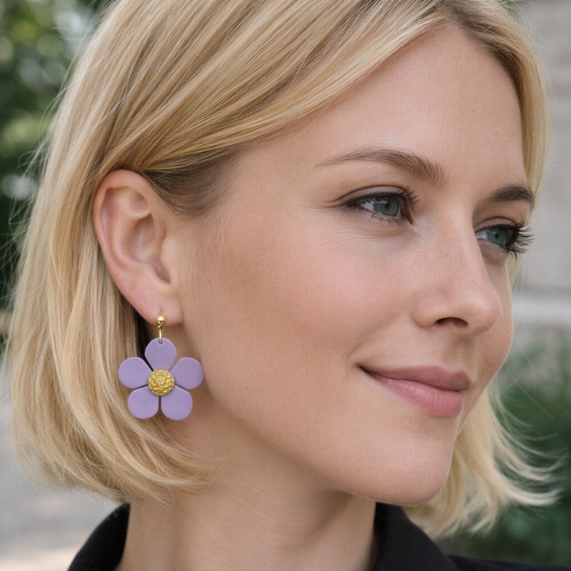 Viseči uhani rožica - ročno izdelani fimo uhani