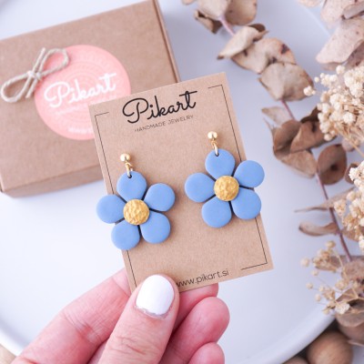 Viseči uhani rožica - ročno izdelani fimo uhani