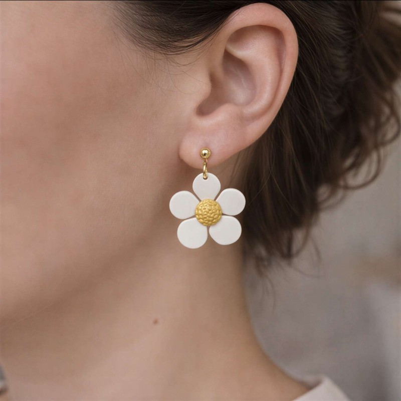 Viseči uhani rožica - ročno izdelani fimo uhani