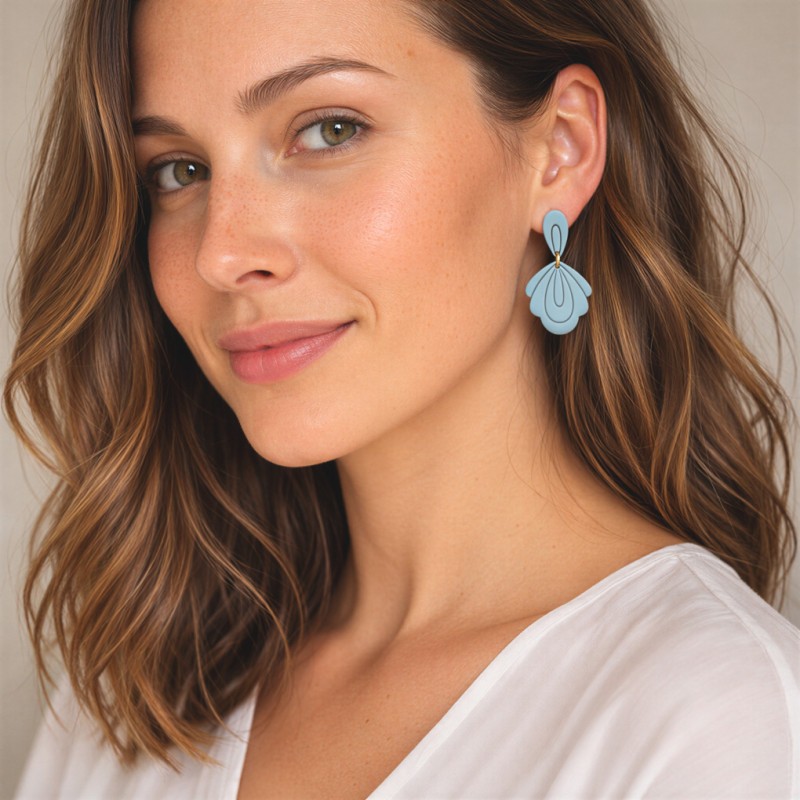 Viseči uhani školjka – ročno izdelani uhani