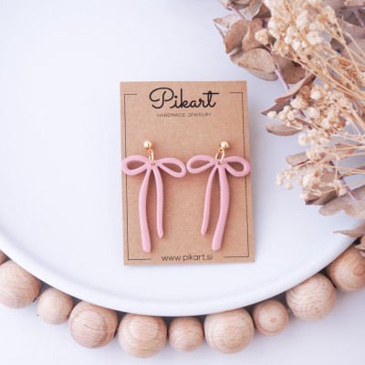 Viseči uhani pentlja - unikatni ženski uhani