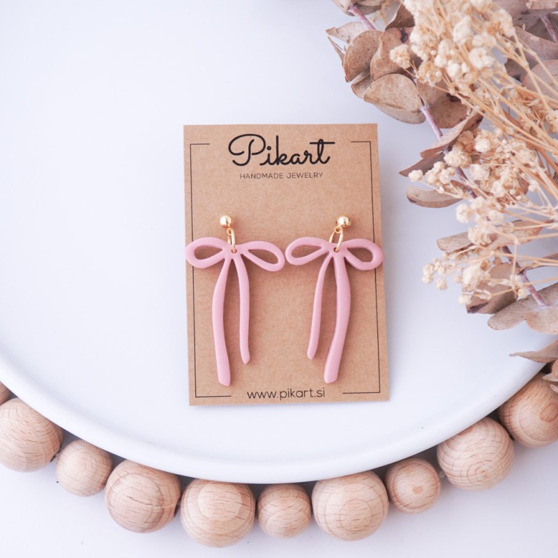 Viseči uhani pentlja - unikatni ženski uhani