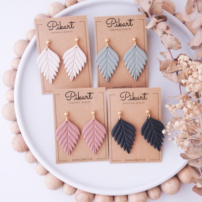 Viseči uhani list - ročno izdelani uhani