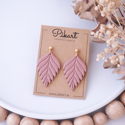 Viseči uhani list - ročno izdelani uhani