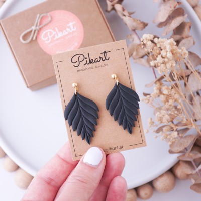 Viseči uhani list - ročno izdelani uhani