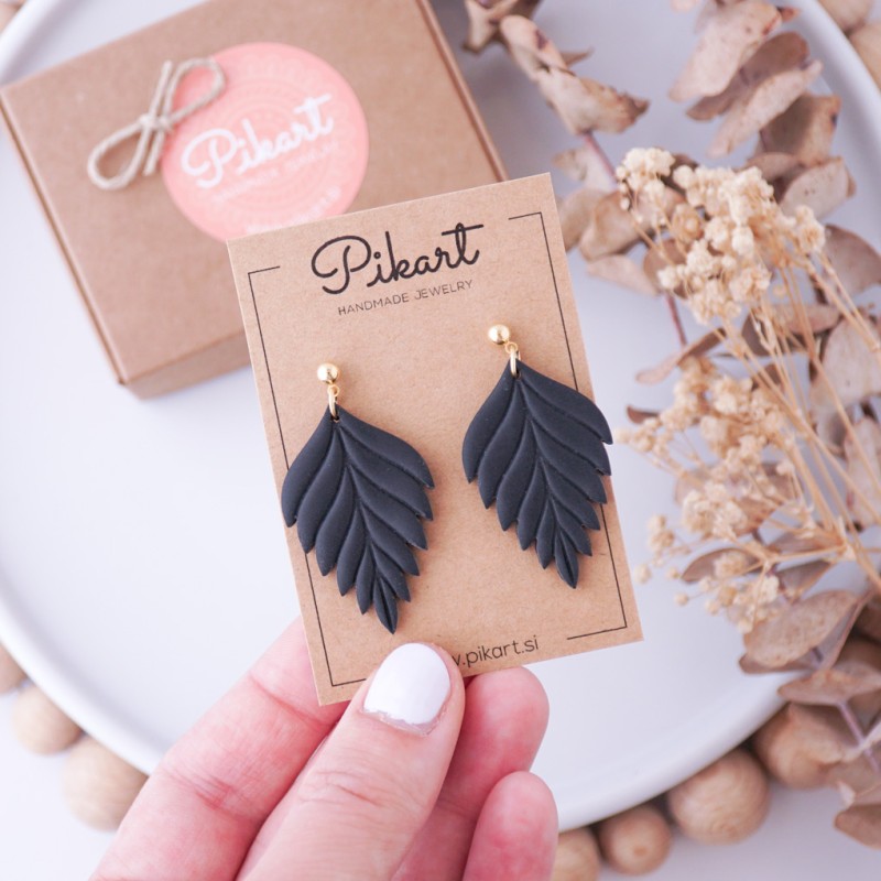 Viseči uhani list - ročno izdelani uhani