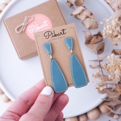 Viseči geometrijski uhani - ročno izdelani ženski uhani