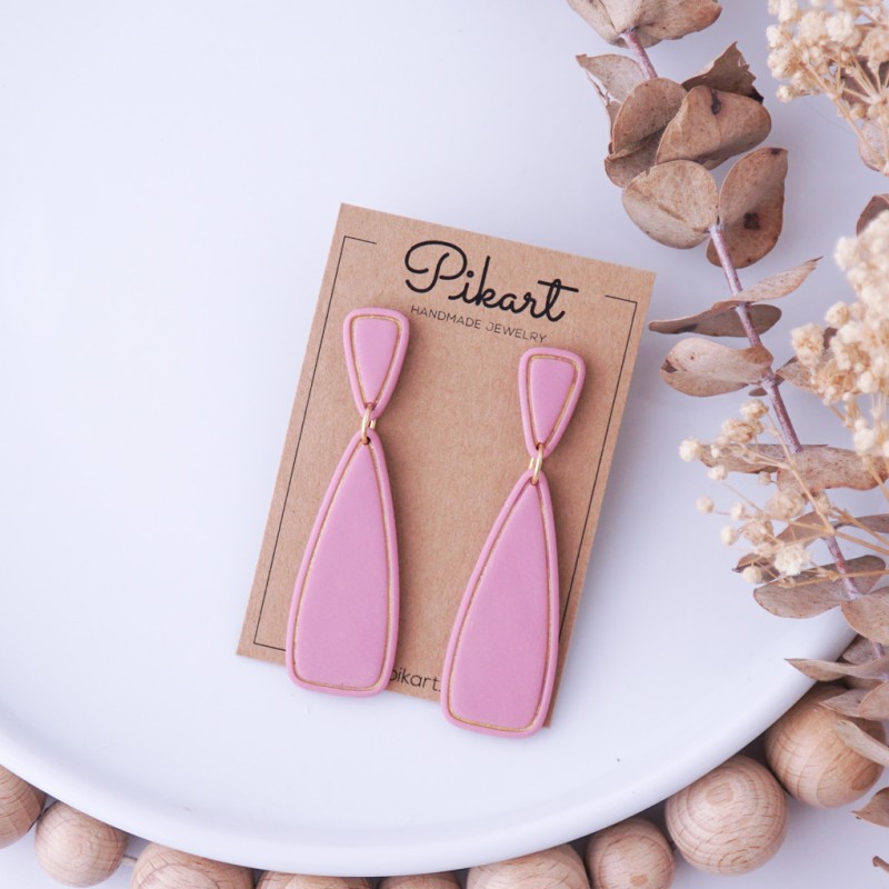 Viseči geometrijski uhani - ročno izdelani ženski uhani