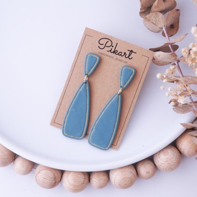 Viseči geometrijski uhani - ročno izdelani ženski uhani