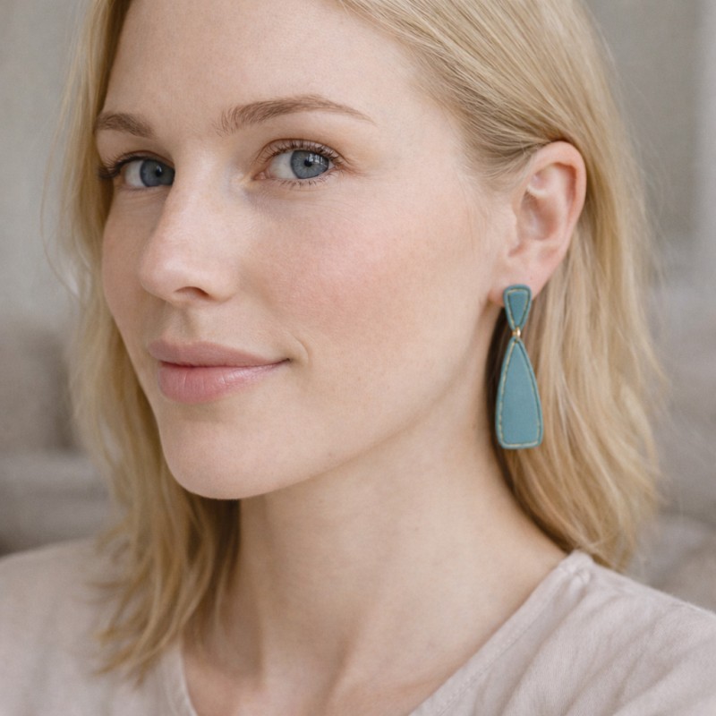 Viseči geometrijski uhani - ročno izdelani ženski uhani