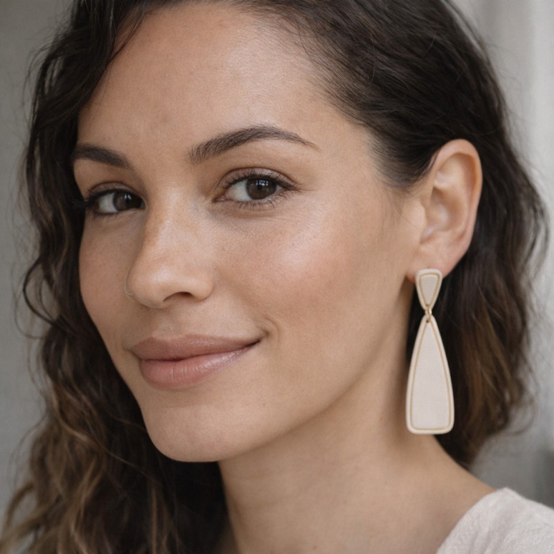 Viseči geometrijski uhani - ročno izdelani ženski uhani