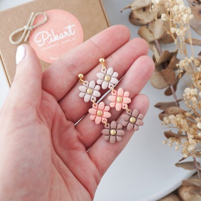 Viseči uhani rožice - ročno izdelani unikatni uhani