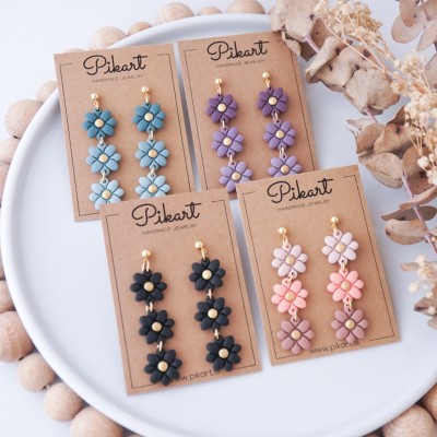 Viseči uhani rožice - ročno izdelani unikatni uhani