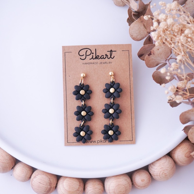 Viseči uhani rožice - ročno izdelani unikatni uhani