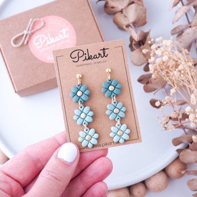 Viseči uhani rožice - ročno izdelani unikatni uhani