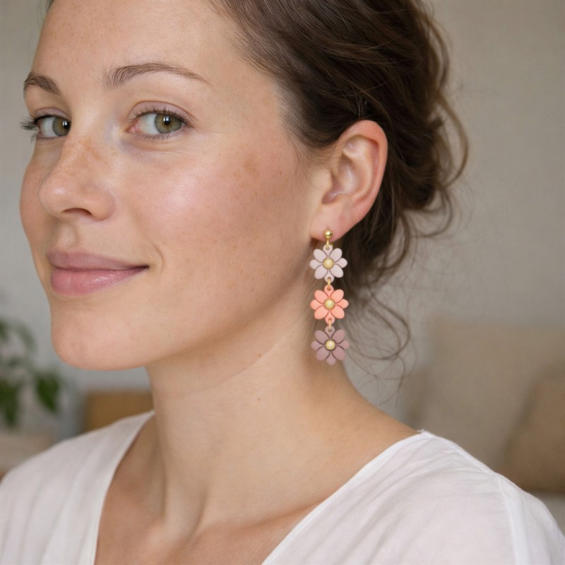 Viseči uhani rožice - ročno izdelani unikatni uhani