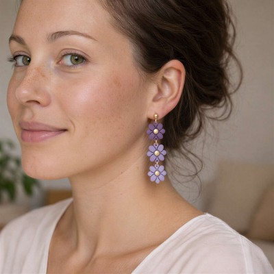 Viseči uhani rožice - ročno izdelani unikatni uhani