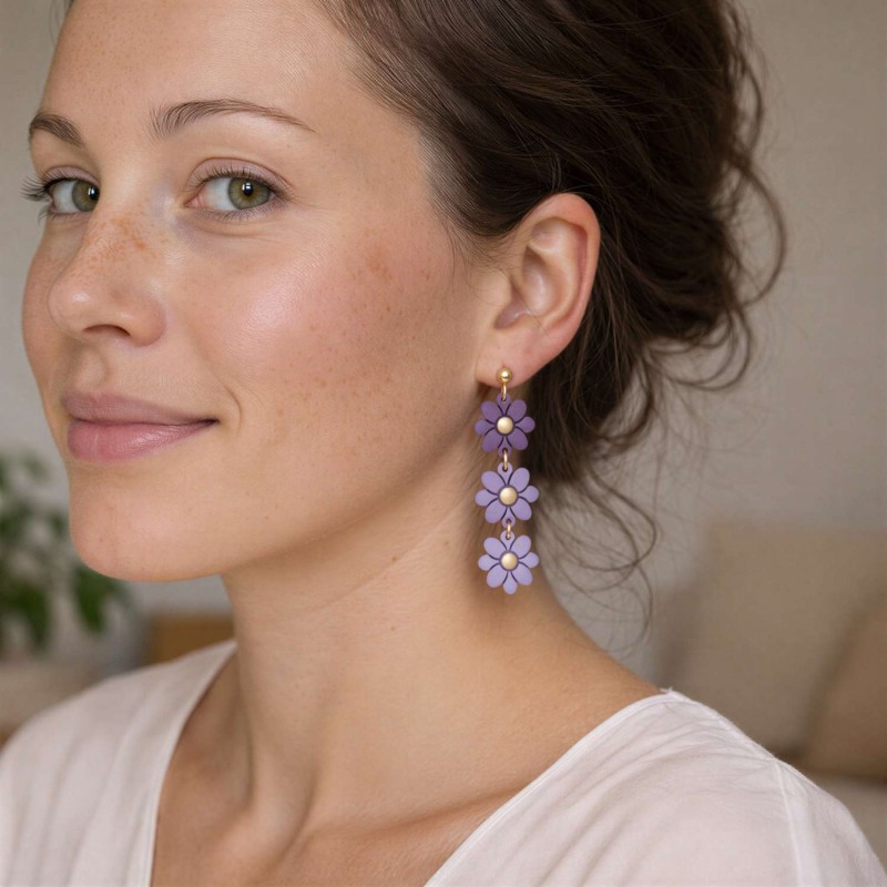 Viseči uhani rožice - ročno izdelani unikatni uhani