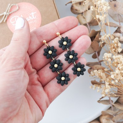 Viseči uhani rožice - ročno izdelani unikatni uhani