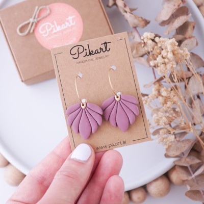 Viseči uhani pahljača - ročno izdelani unikatni uhani