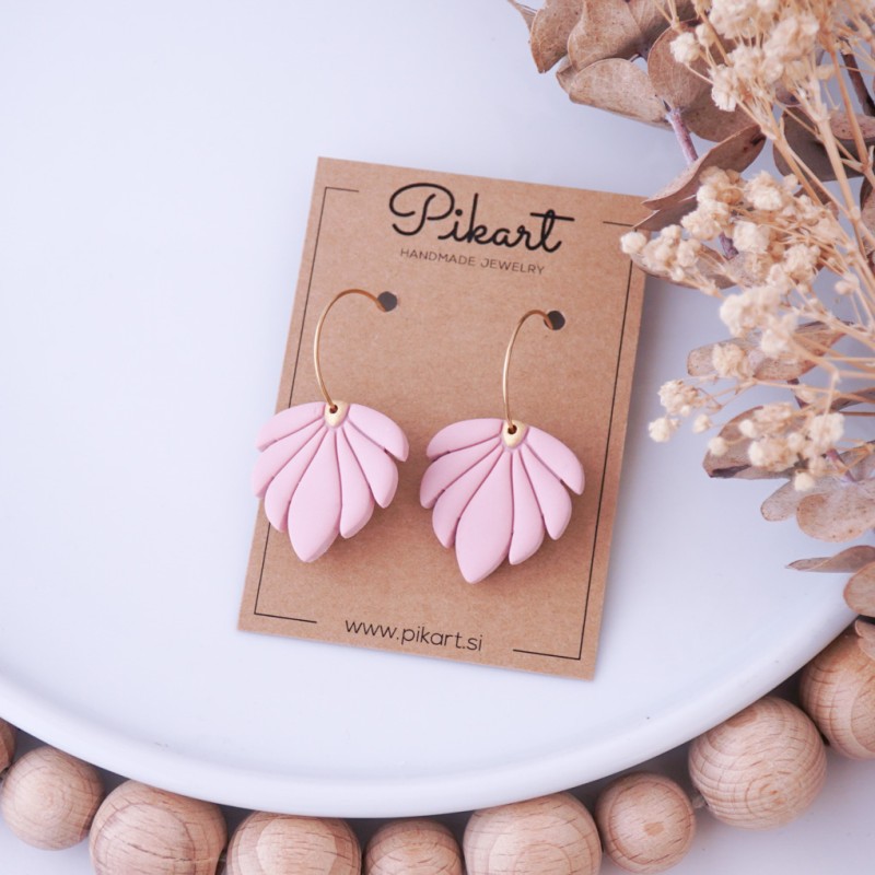 Viseči uhani pahljača - ročno izdelani unikatni uhani