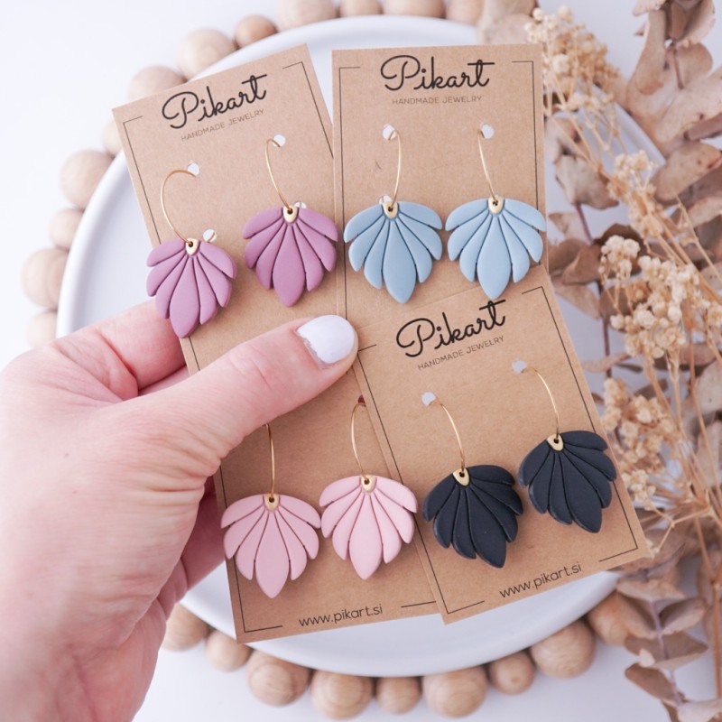 Viseči uhani pahljača - ročno izdelani unikatni uhani